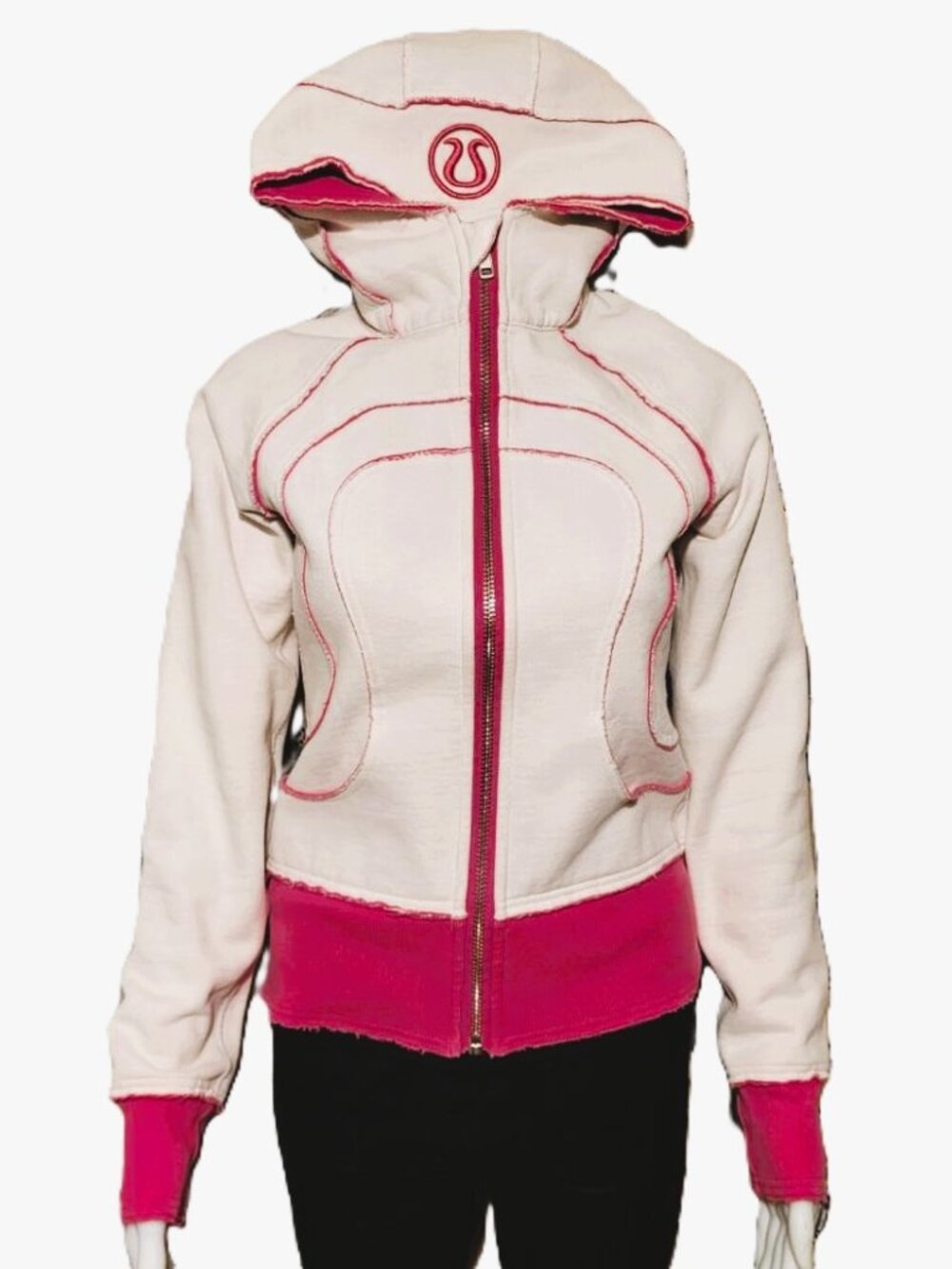 Lululemon Scuba Hoodie, Cream and Hot-Pink - XS/4